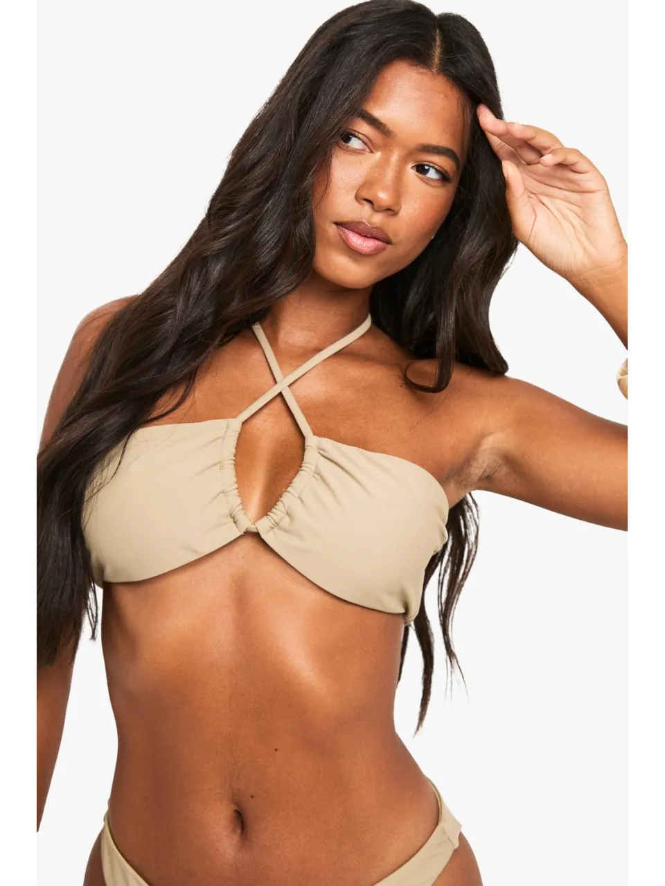 boohoo Dames Swimwear Essentials Multiway Bandeau Bikini Top mokka, foto 4