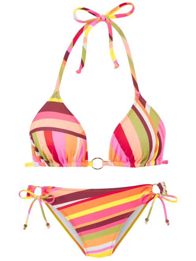 triangelbikini gestreept oranje oranje bedrukt