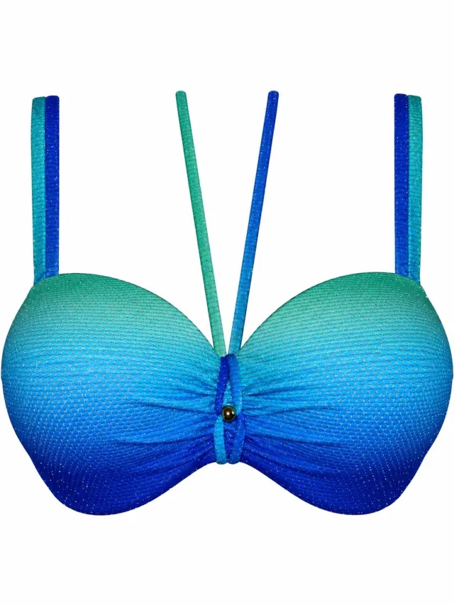 Marie Jo Swim Nusa Dua Voorgevormde Strapless Bikini Top 1008118 Seascape - maat EU 80E / FR Blauw