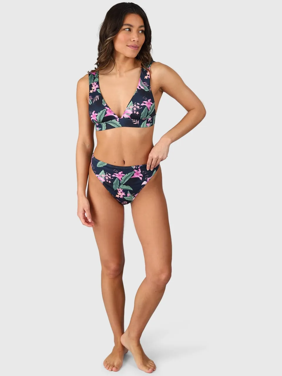 Brunotti brazilian bikinibroekje Flores donkerblauw/roze