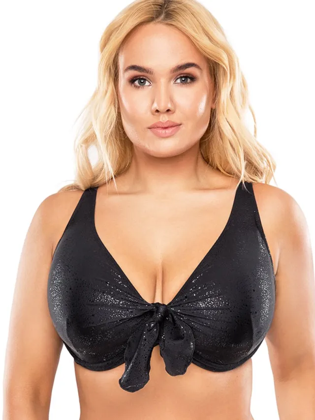 Vivisence dames bikinibh 3202 badmode bikinitop zonder patroon, glanzend zwart, 75f