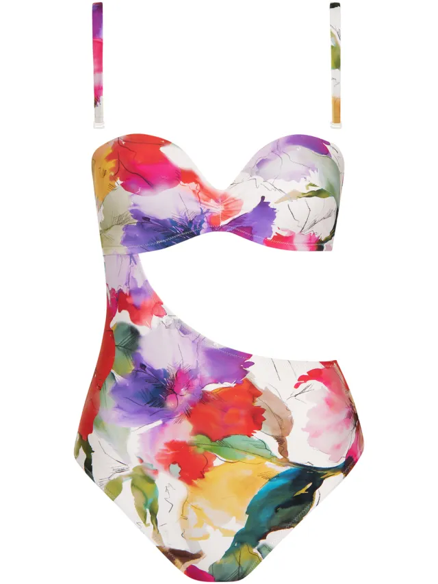 Lisca ROMA eendelig zwempak met bloemenprint Wit