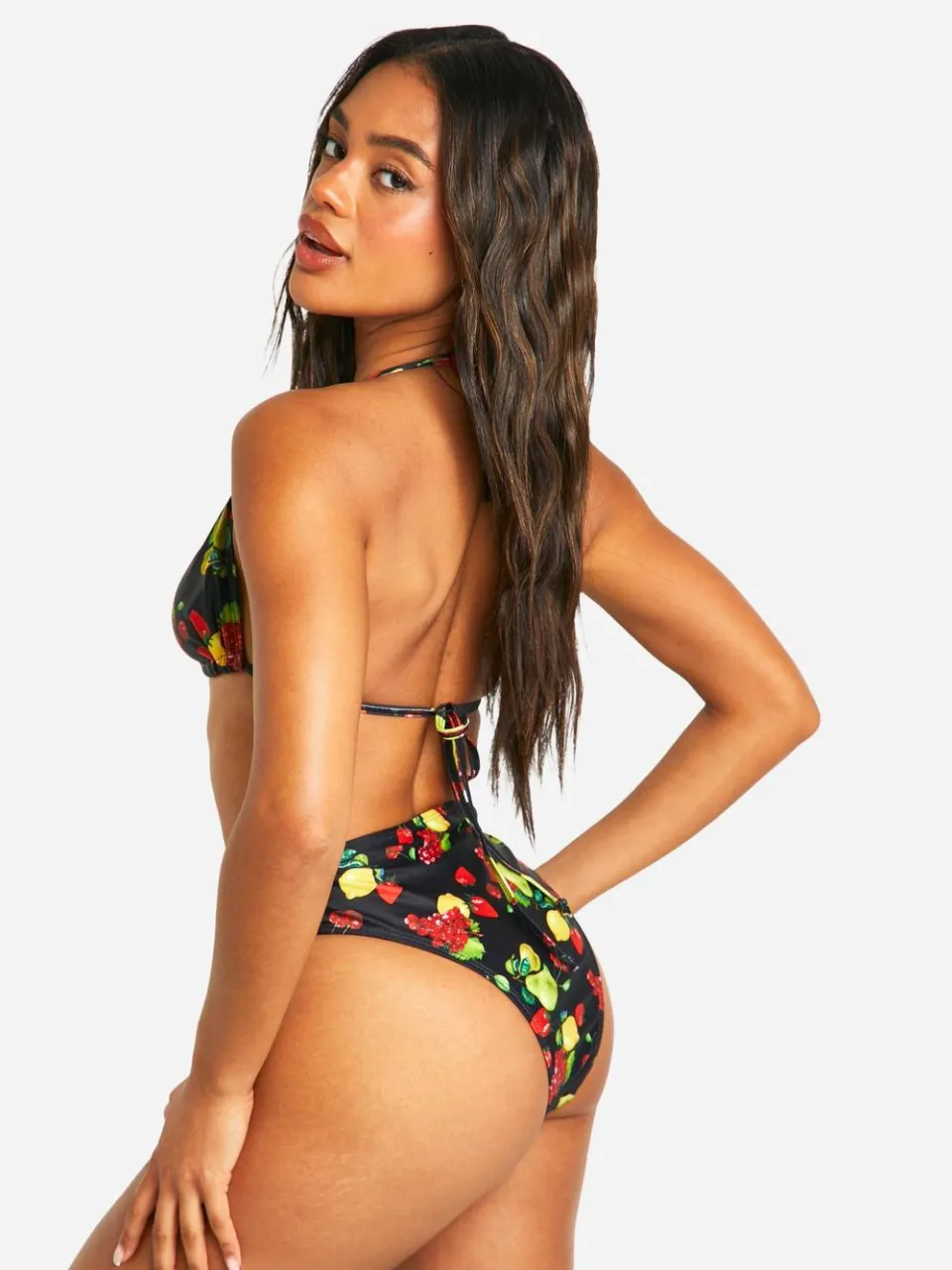 boohoo Dames Fruitprint Hipster Bikini-slip zwart, foto 3