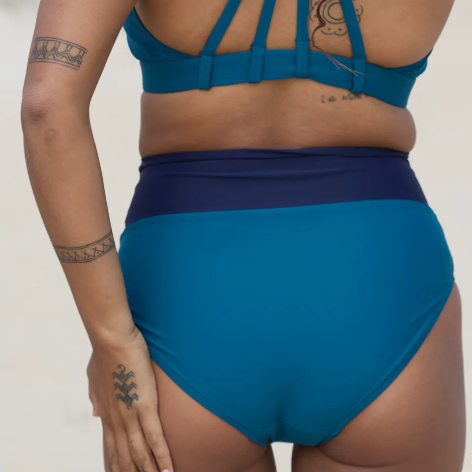 Inaska dames vegan Bikinibroekje Soft High Waist Feel Petrol Donkerblauw, foto 2
