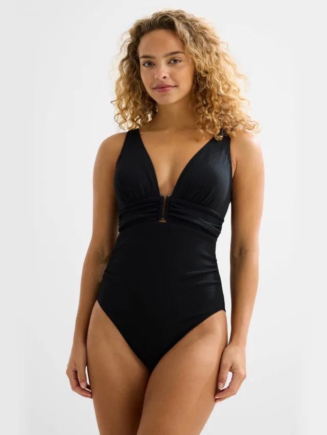 BEACHWAVE corrigerend badpak met textuur zwart