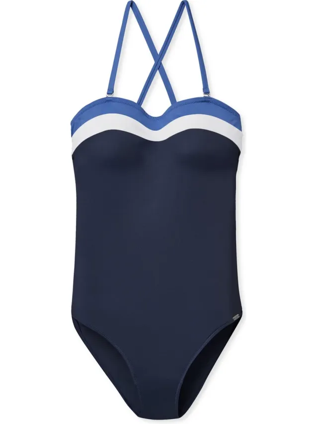 Schiesser Bandeau Badeanzug Dames Badpak - nachtblauw