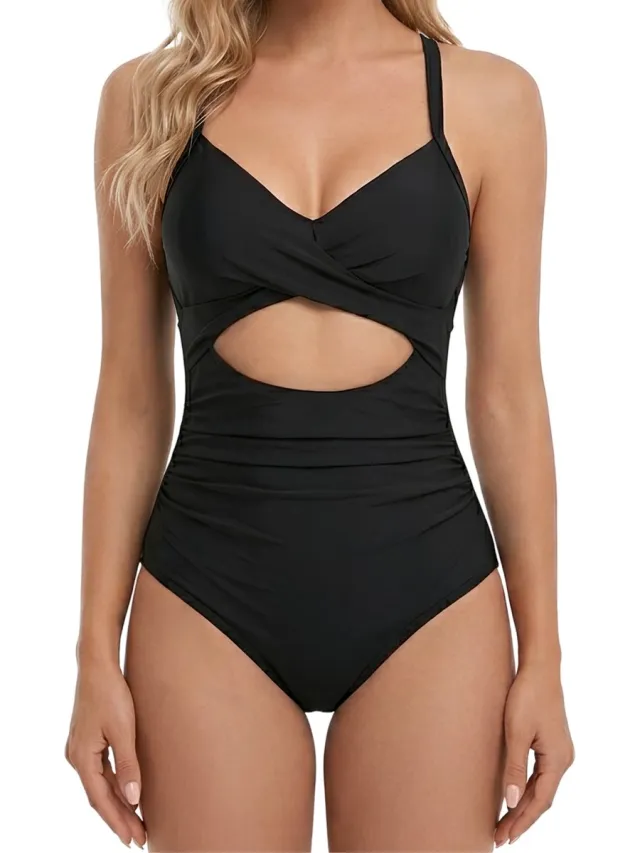 Shapetape Corrigerend Badpak met Cut-Out en Open Rug - Shapetape - Zwart - Push-up Badpak - Shapewear Badpak - Corrigerend Badpak Dames - Verstelbare Bandjes Zwart - Cut-Out