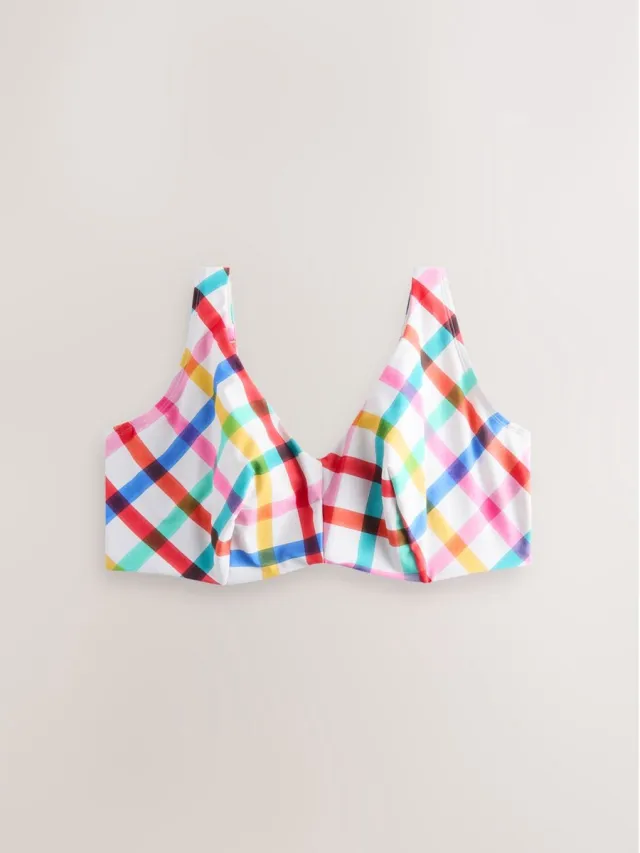 Next Dames - Cropped bikinitop in-K, met beugel voor ultieme ondersteuning - Wit Multi/White Bright Check