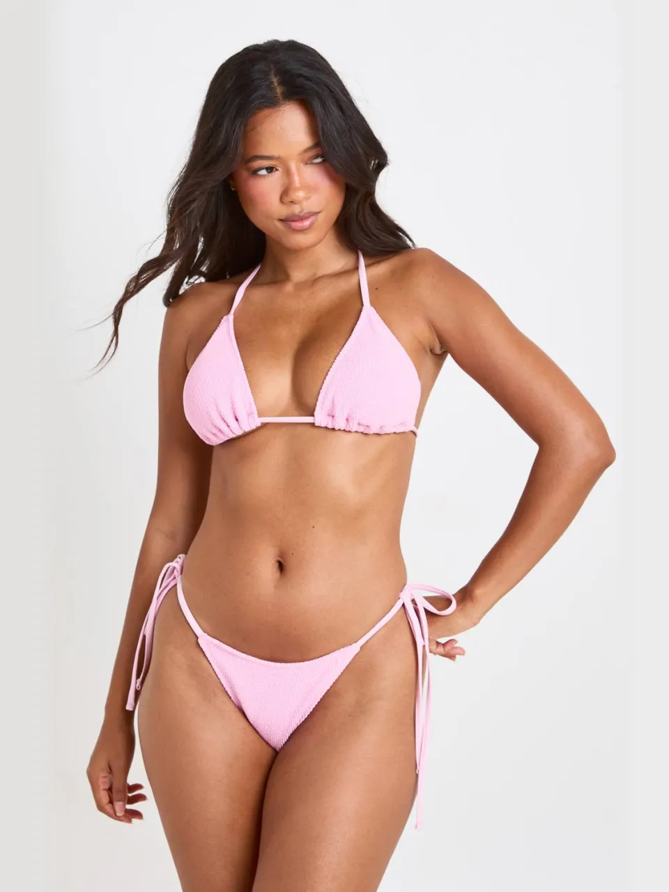 boohoo Dames Gestructureerde Driehoek Bikini Top roze, foto 2