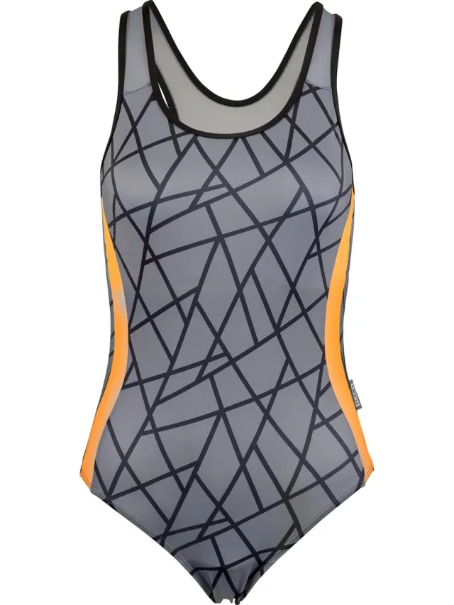 Beco tangram badpak - B-cup - grijs/oranje