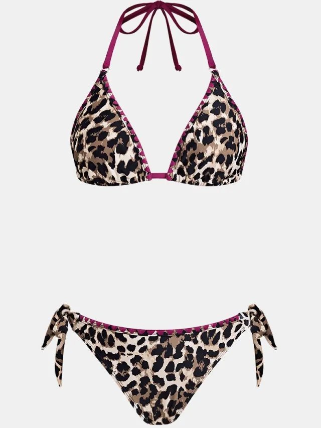 Cupshe Triangle Bikini Set - Luipaardprint - Verstelbare Zijkant - Dames - Bruin
