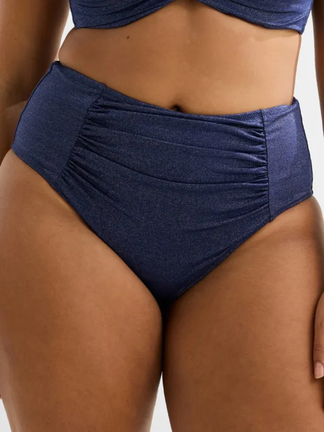 BEACHWAVE Curve high waist bikinibroekje met lurex donkerblauw, foto 4