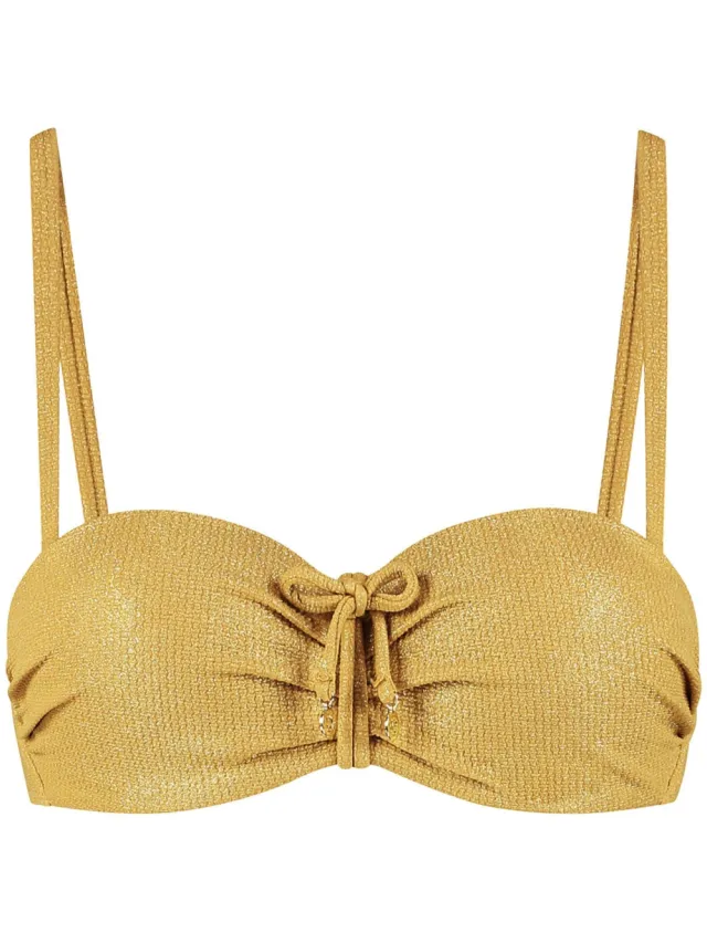 Cyell voorgevormde strapless bandeau bikinitop Golden Hour met lurex goud