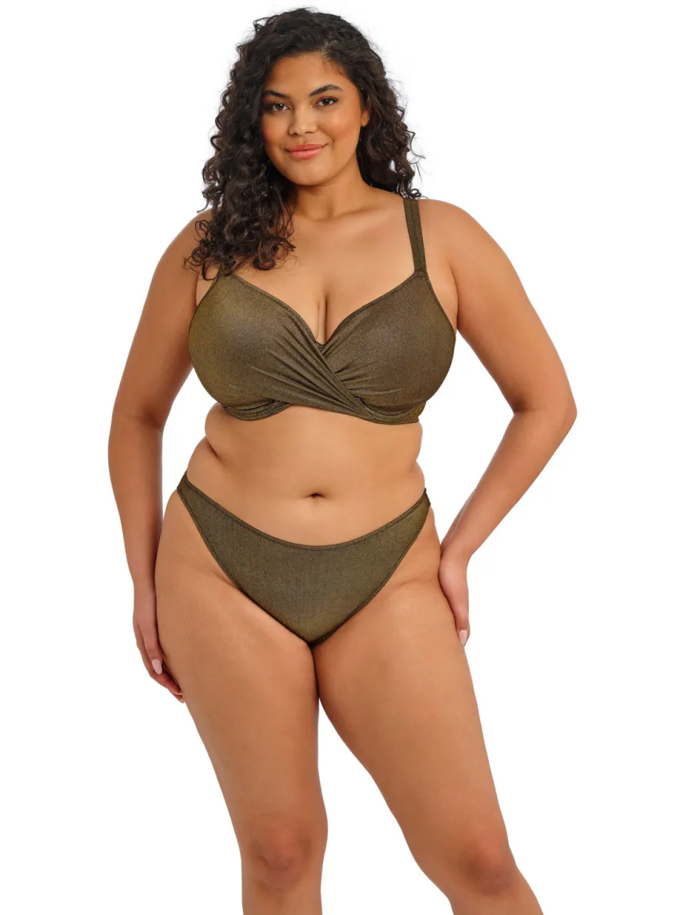 Elomi niet-voorgevormde beugel bikinitop Sunset Shimmer met lurex bruin