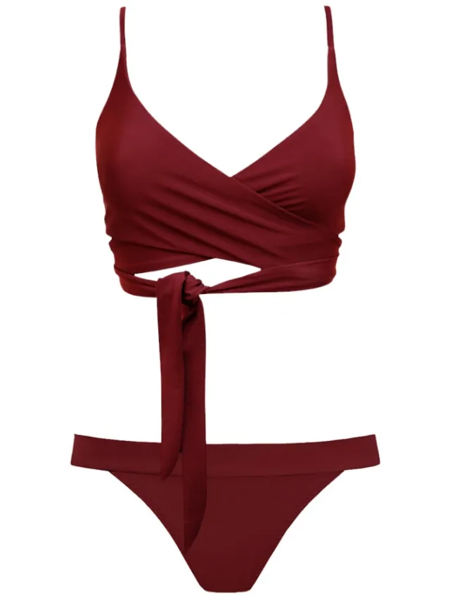 Anekdot dames vegan Bikini Set Lin Cheeky Merlot Bordeaux Donkerrood
