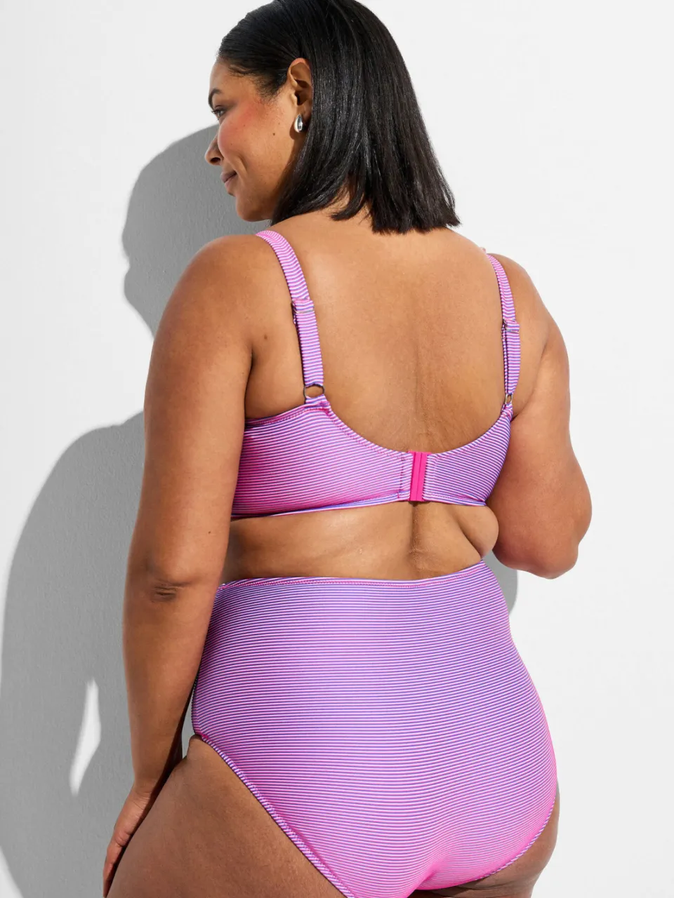 Zizzi high waist bikinibroekje SVARY met ribstructuur roze, foto 4