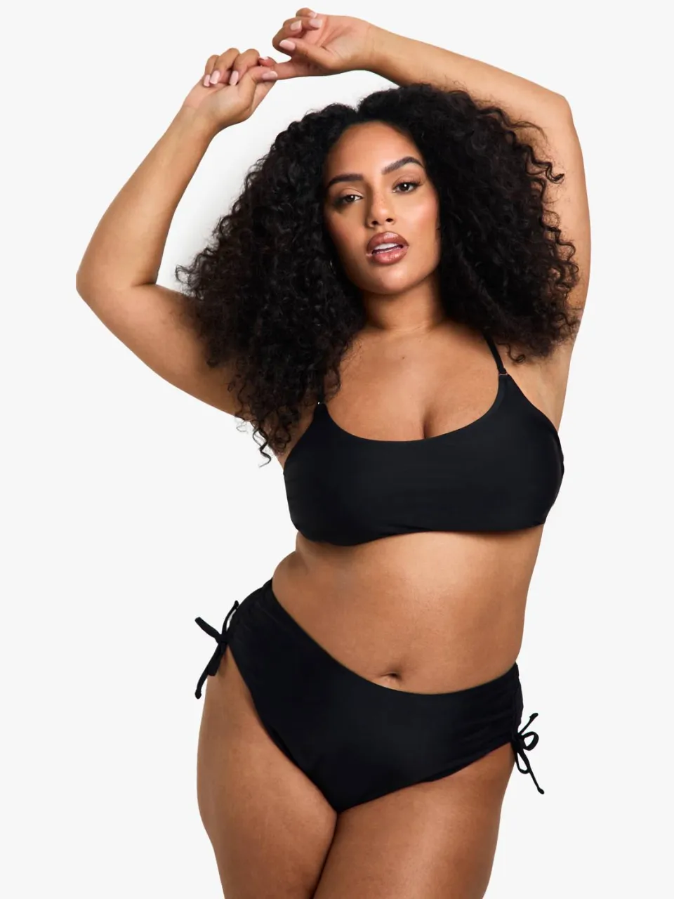boohoo Dames Plus Badmode Essentials Buikcontrole Hoge Taille Slip Zwart