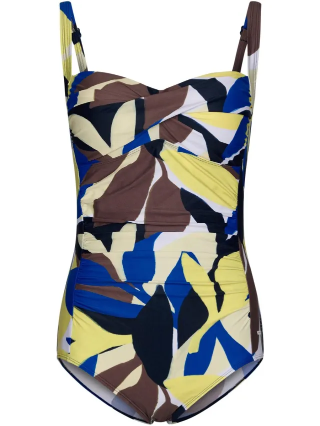 Pastunette Badpak Beach Leaves - Ecru/Blauw/Lime - Corrigerend