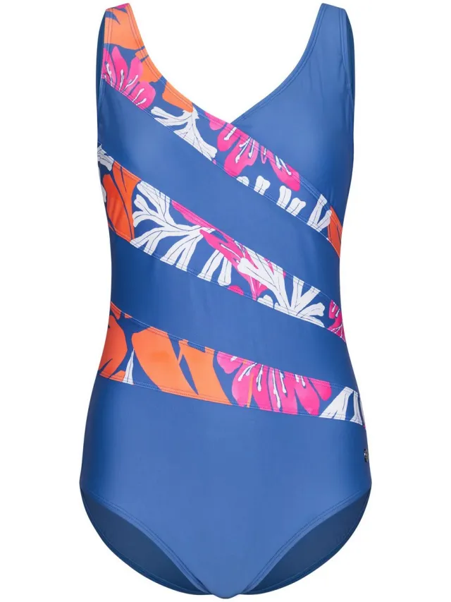 Pastunette Dames Badpak Pastunette - Coral Flower - Corrigerend blauw