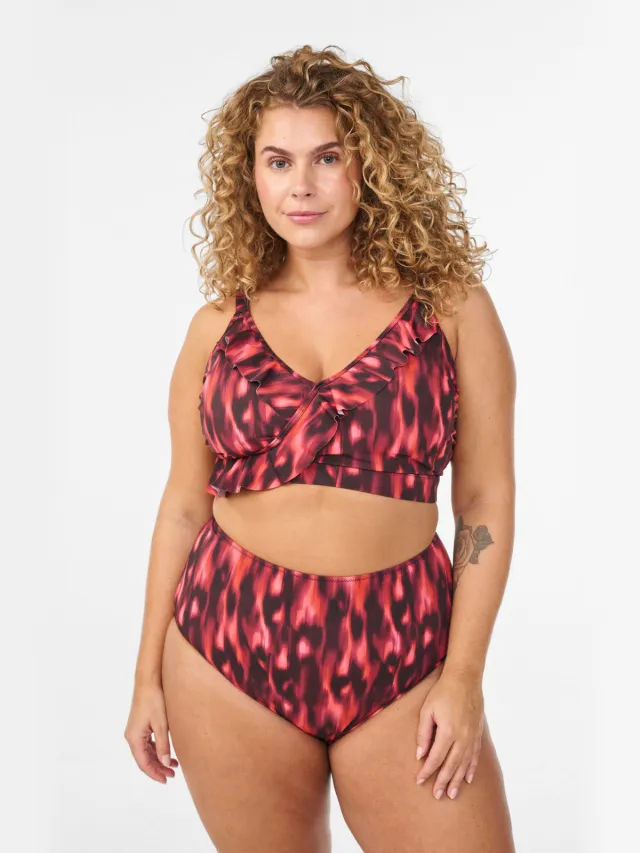 Zizzi high waist bikinibroekje SKATRIN rood/zwart, foto 4