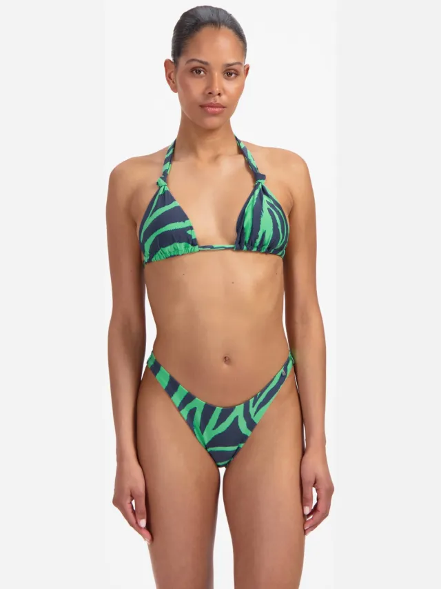 Beachlife high leg bikinibroekje groen/donkerblauw