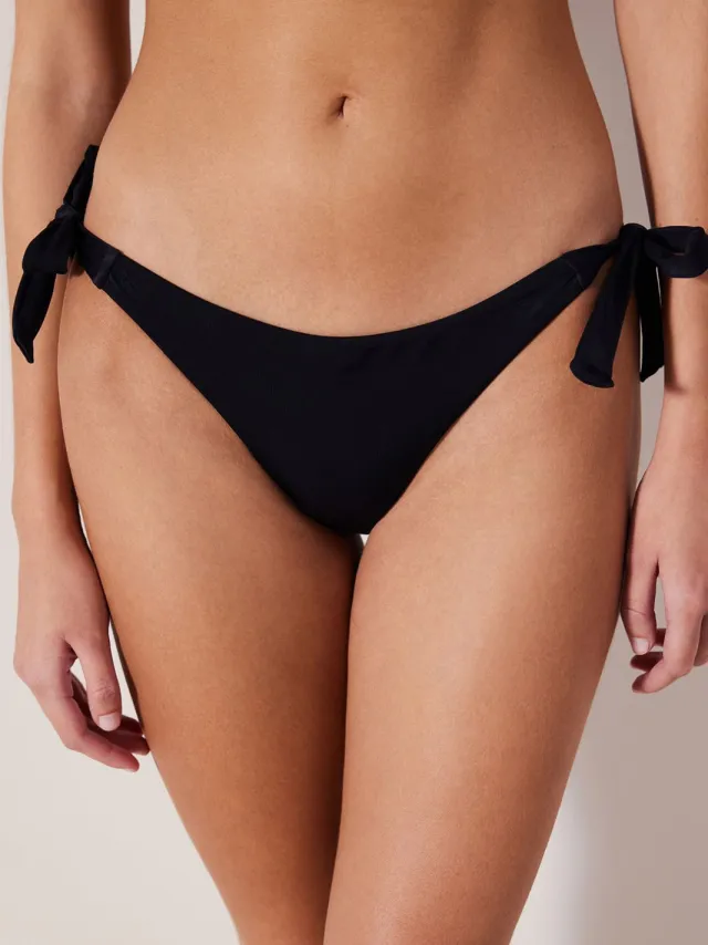 Penti Lage Taille Braziliaanse Bikini Onderkant Met Strikdetail Zwart