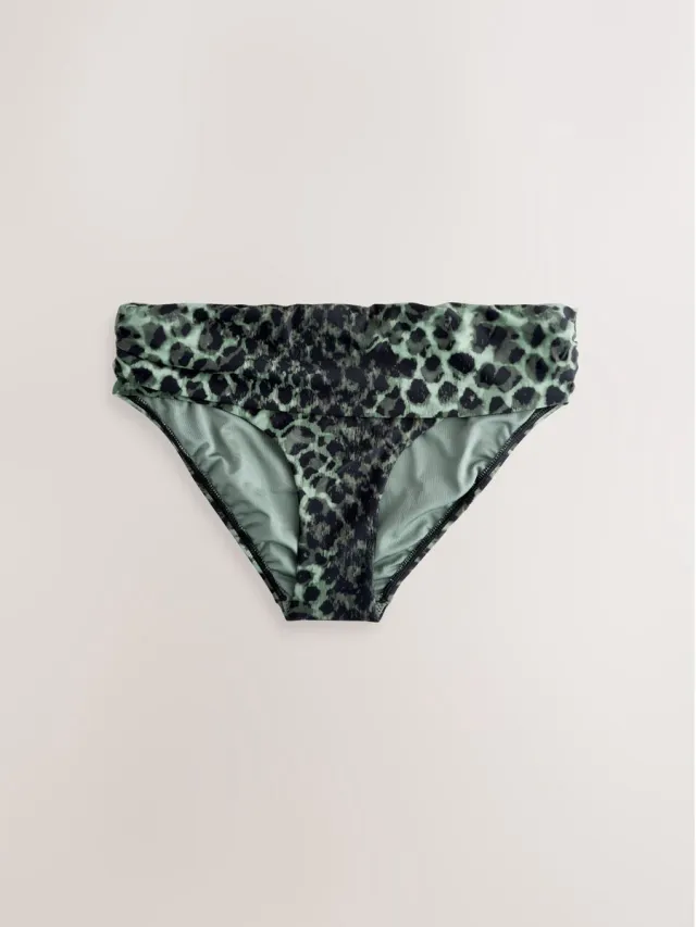 Next Dames - Bikinibroekje met oproltaille - Dierenprint Green/Black Leopard Print