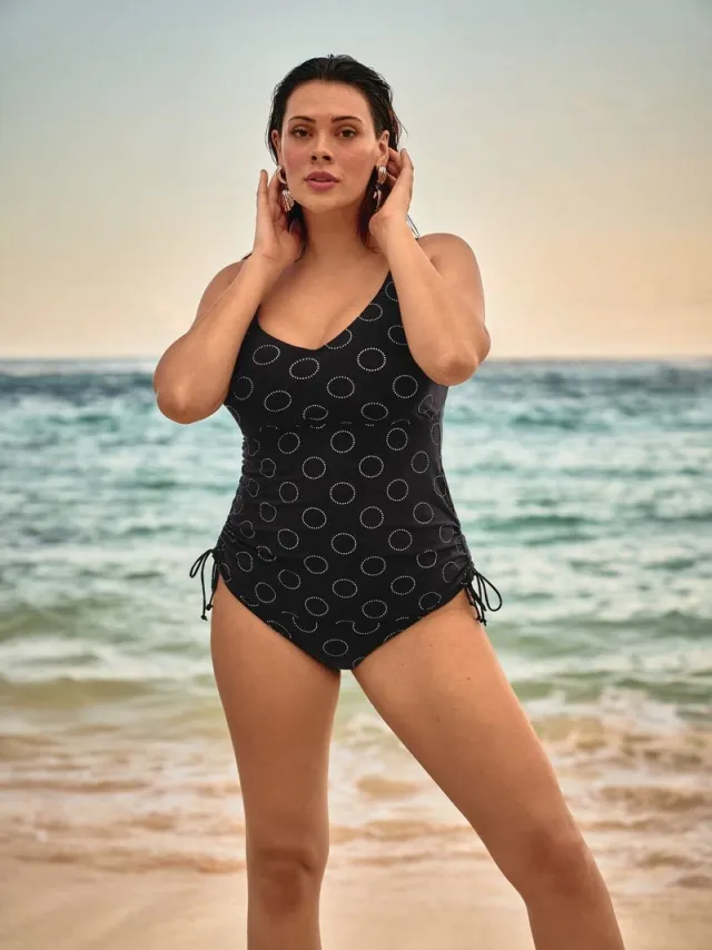 Rosa Faia Tankini Top Silver Pearls Style Malaika - Zwart/Zilver