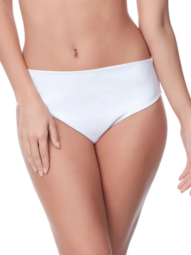 Merry Style MS-VO-M72W Dames Zwembroek - Zwemshorts - Bikinibroekje - Elastische tailleband - Polyamide & Elastaan - Wit (0016) - 48