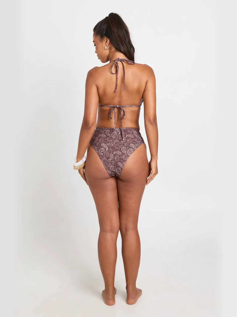 boohoo Dames Paisley Print Driehoek Bikinitop En Hoge Taille Bikinibroekje Set bruin, foto 2