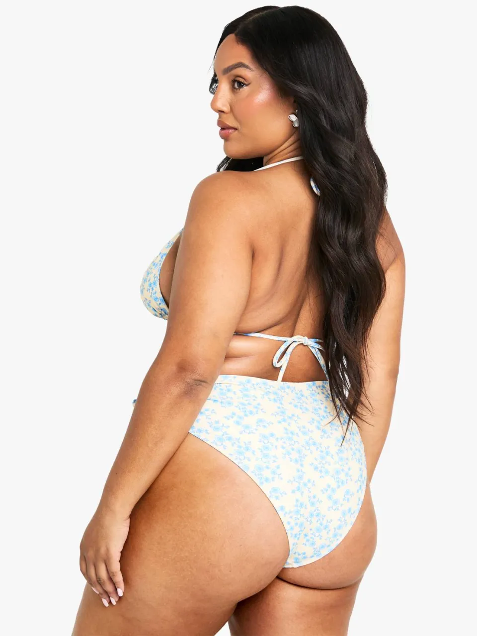 boohoo Dames Plus Ditsy Print Buikcontrole Hoge Taille Slip citroen, foto 3