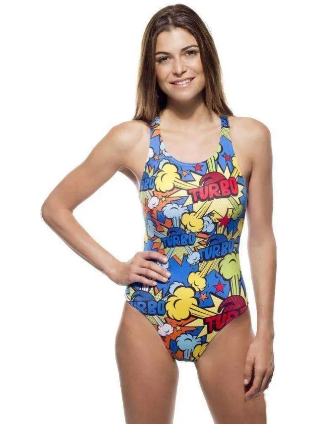 Turbo Badpak - Swimming Dames Suits Pop Turbo - 42 (XL) Zwart