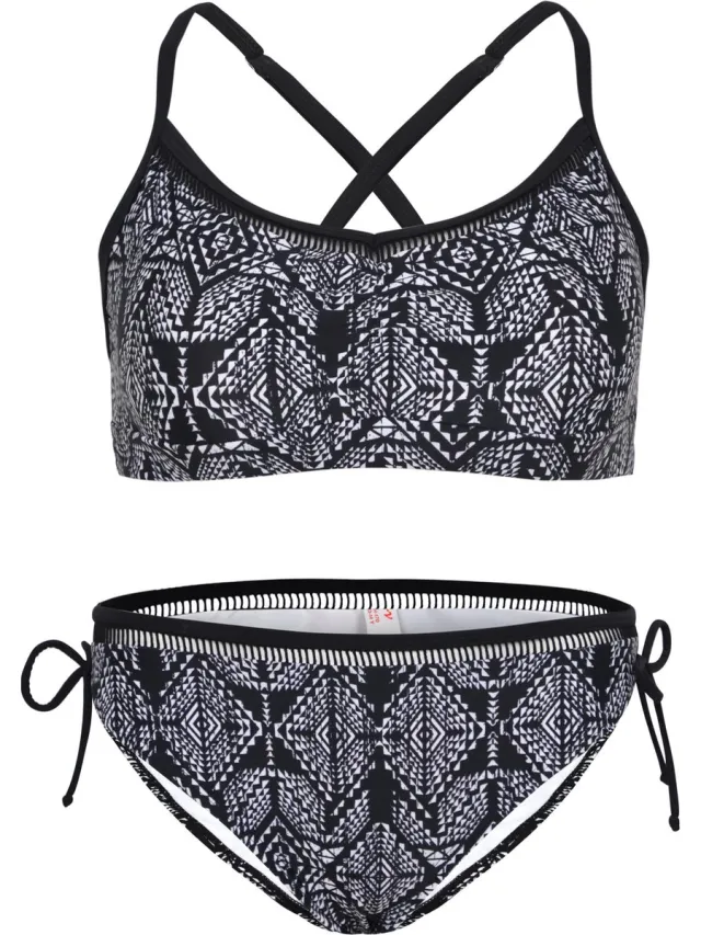 La V Bikini classic met kant detail - Black square 164-170 Zwart