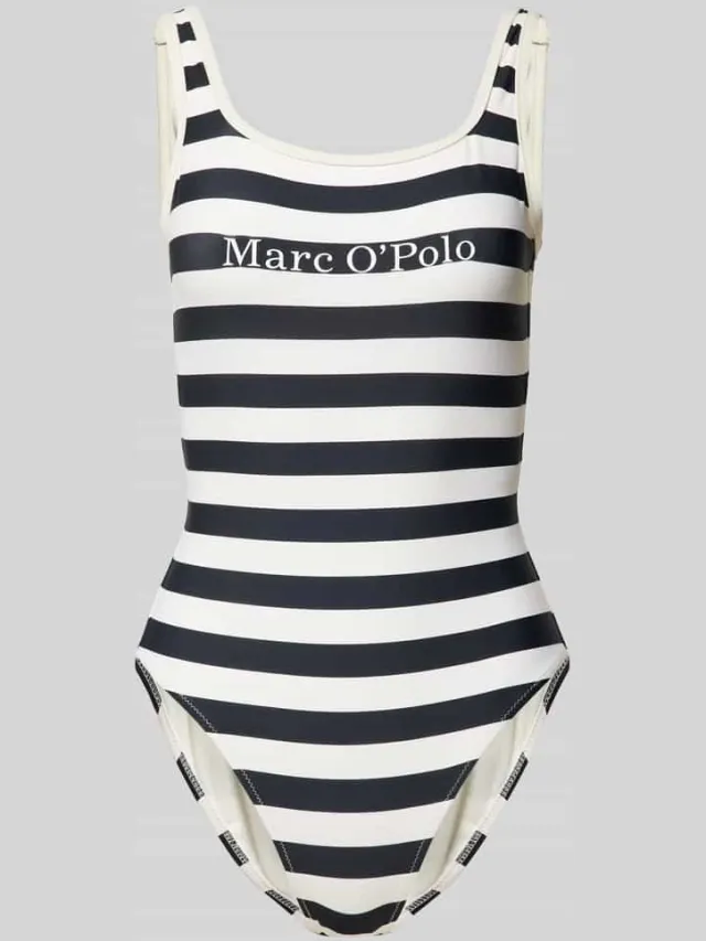 Marc O'Polo Badpak met labelprint, model 'Classic' Zwart