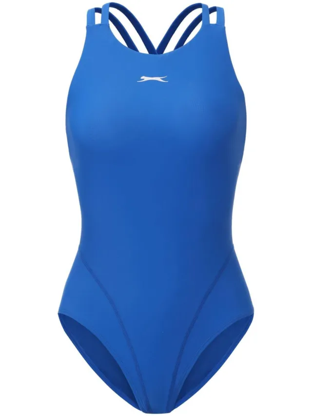 Slazenger Eendelig zwempak voor dames met bandjes op de rug (Kobalt) Blauw
