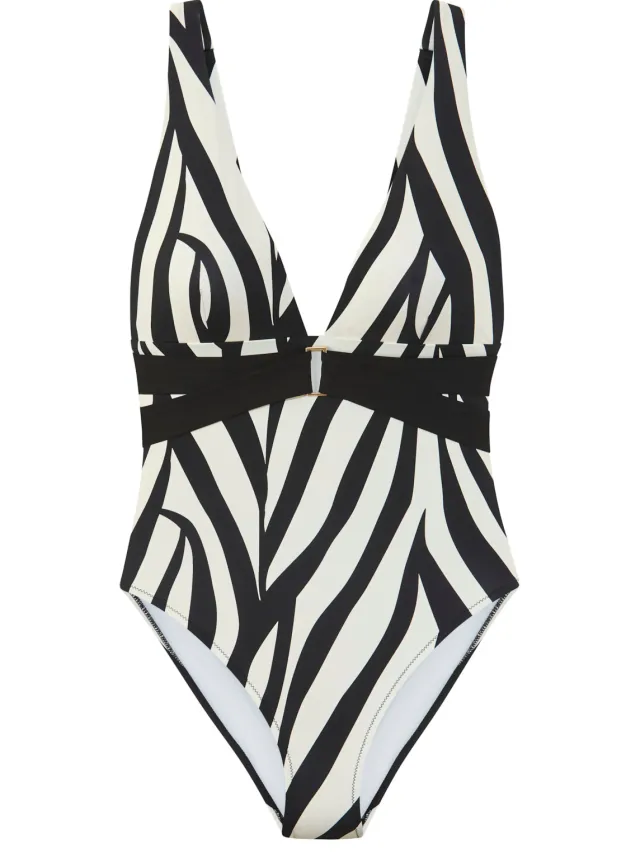badpak zwart-crème zebraprint zwart/crème