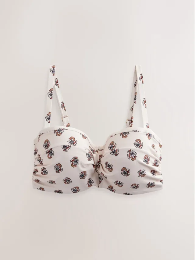 Next Dames - F-K Twist Bandeau Bikini Top - Crème Cream Woodblock