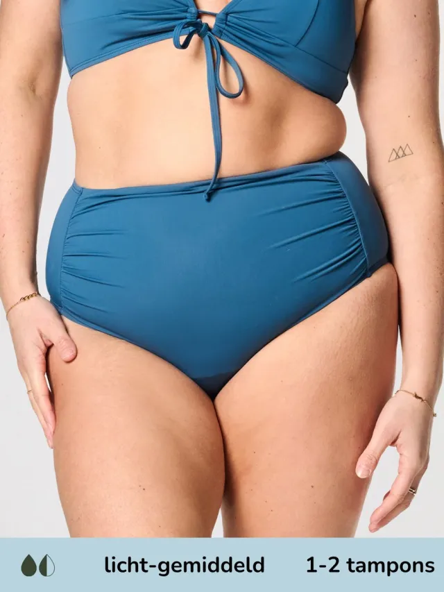 moodies period undies Moodies menstruatie zwemkleding - Highwaist bikini broekje - licht-gemiddeld kruisje - Petrol