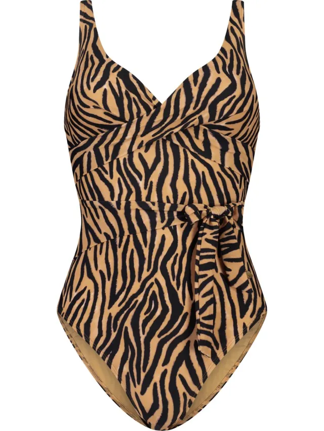 Beachlife Soft Zebra Dames Badpak - Maat 38 (Cupmaat B) Bruin, zwart
