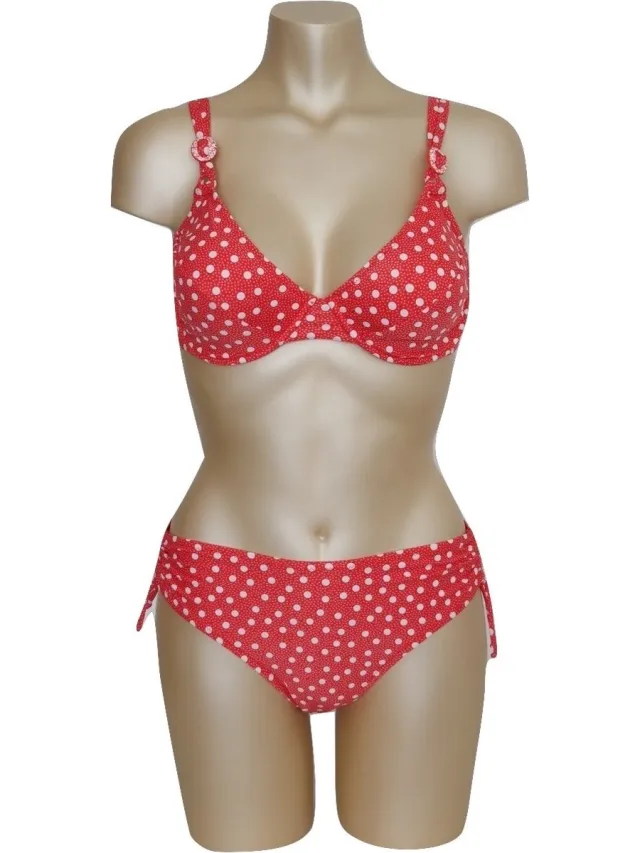 Rösch bikiniset - rood met witte stippen - Maat 75D +