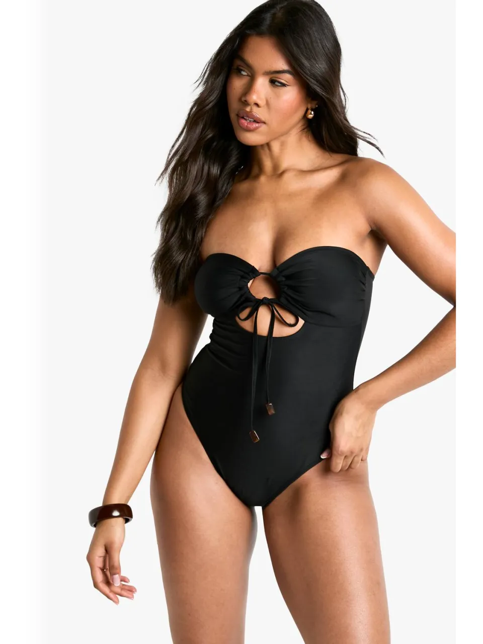 boohoo Dames Resin Trim Badpak zwart, foto 3