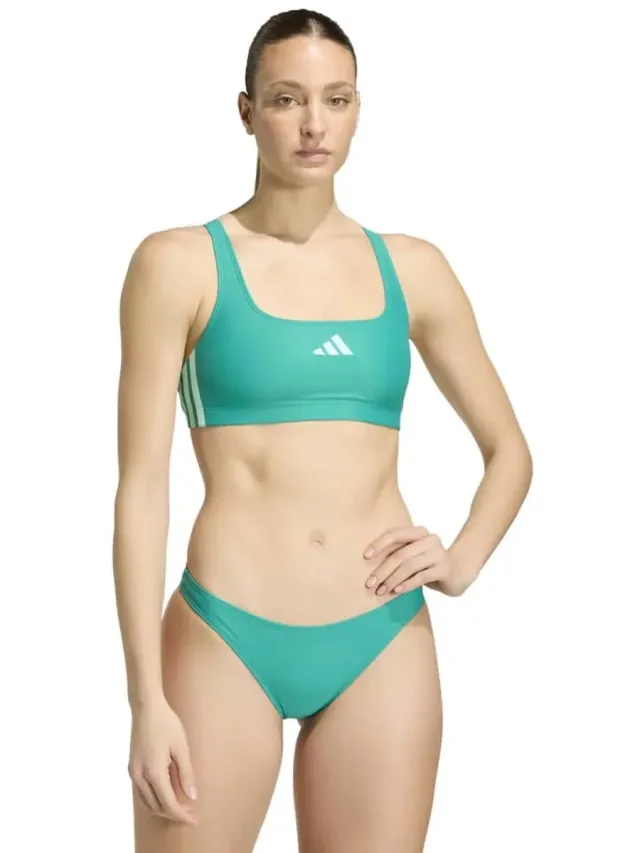Adidas 3 Stripes V-back Bikini Groen 32 Vrouw Equipment Green / Clear Mint