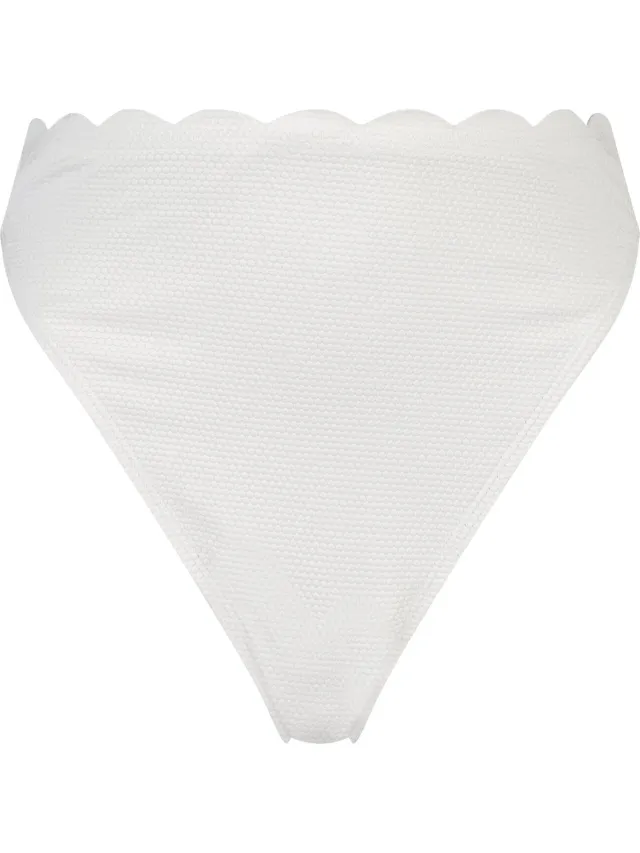 Hunkemöller Dames Badmode High leg High waisted bikinibroekje Scallop - Wit