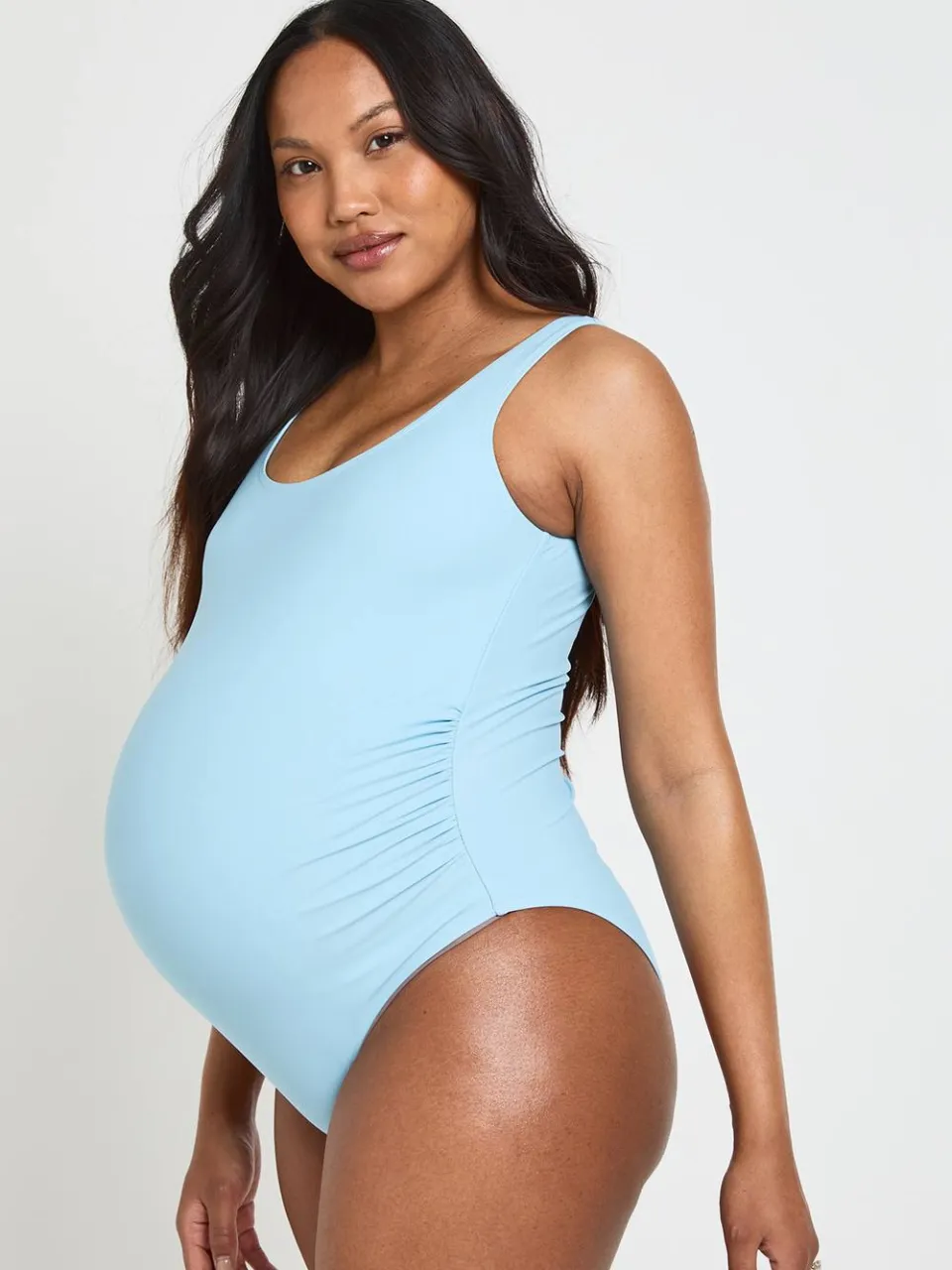 boohoo Dames Zwangerschaps Badpak Met Ronde Hals babyblauw, foto 3
