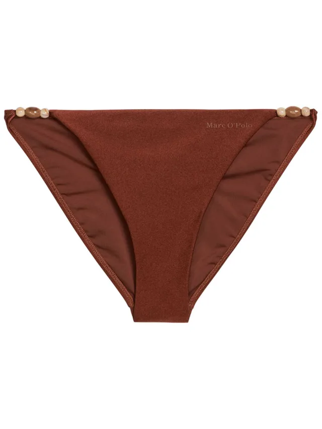 Marc O'Polo Bikinibroekje met houten kralenversiering Donkerbruin