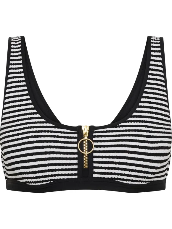 Seafolly Clubhouse Zip Front Tank Top - Bikinitop, grijs/zwart