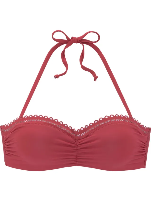 Bandeaubikinitop met beugel roestrood