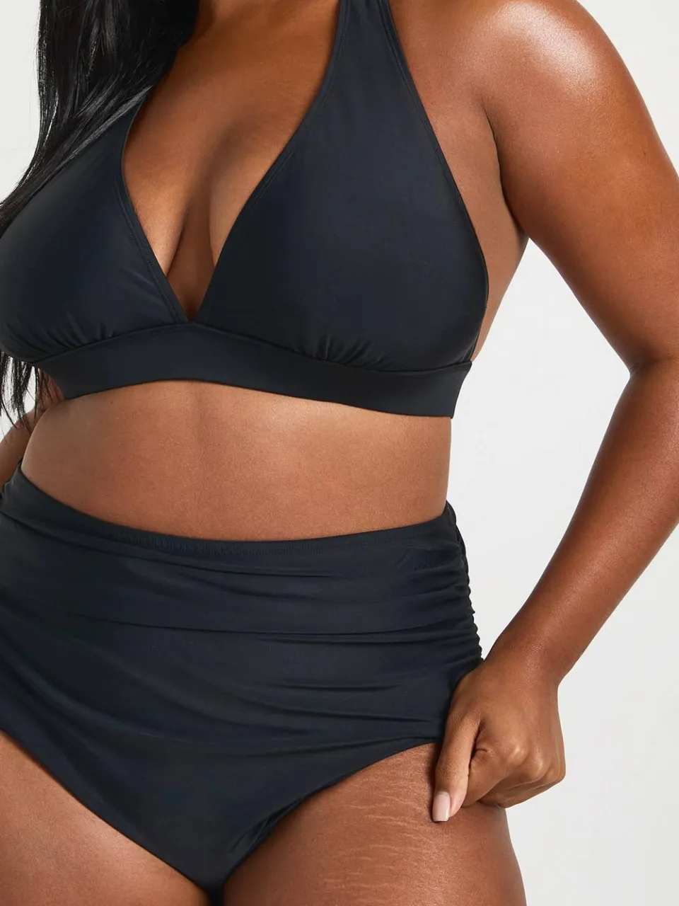 boohoo Dames Plus Essentials Gerimpelde Hoge Taille Slip zwart, foto 4