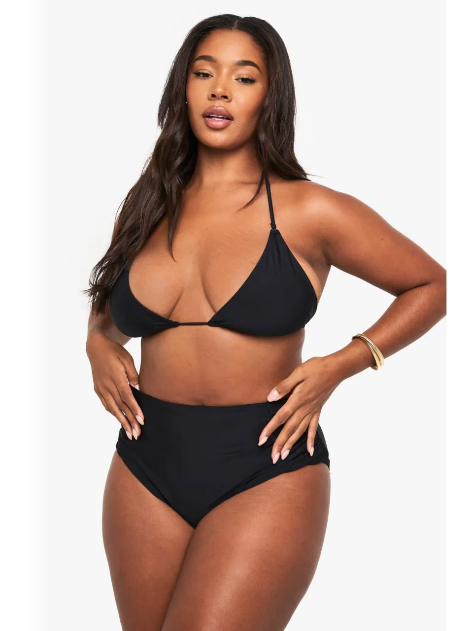 boohoo Dames Plus Buikcontrole Bikini-Broekjes zwart, foto 2