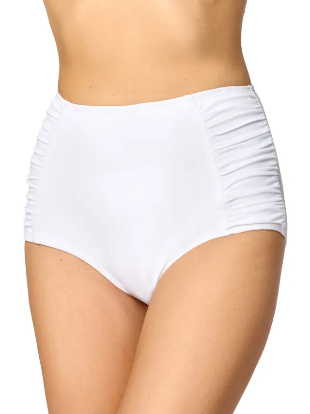 Merry Style Dames Zwembroek - Bikinibroekje - Elastische tailleband – Polyamide & Elastaan – Wit (0016) – 48 - MS-MS10-119-SL
